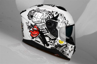 Kask Motocyklowy LAZER RAFALE EVO Stickerbomb (kol. Biały - Czarny - Srebrny - Czerwony) rozm. XL