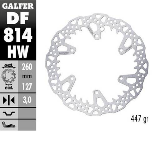 GALFER TARCZA HAMULCOWA PRZÓD BETA 250RR '12-'24; 300RR '13-'24; 350RR '13-'24; 400/430/450/480/498 '13-'24; X-TRAINER '15-'24 (260X127X3MM) SHARK ENDURO MX