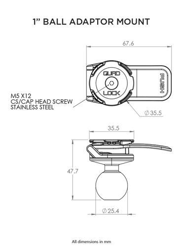 Quad Lock® 1" Ball Adaptor Mount (V2)