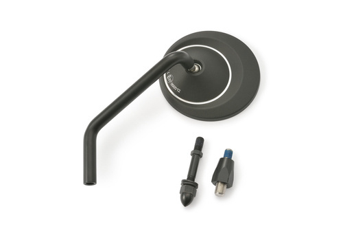 D-MIRROR-8 TYPE-R/ROD LEFT, ALU.BLACK 1PC E-MARKED, 2 ADAPTERS