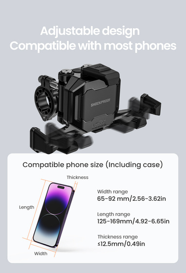 LOBOO Uchwyt na telefon PH06 (pod lusterko, ≤10.2mm) (10.3.08006.006.11)