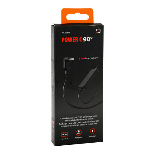 91815 Power C 90° - Recharge cable USB C, direct battery connection - 12/24V