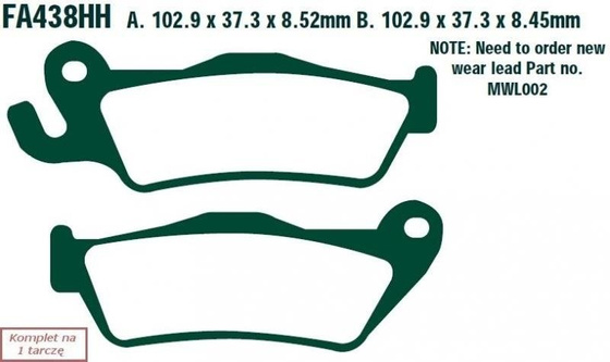 Brake pads EBC FA438HH wzmacniane (set on 1 disk)