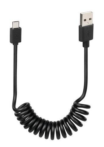 38700 Spring cable Usb > Micro Usb - 100 cm – Black