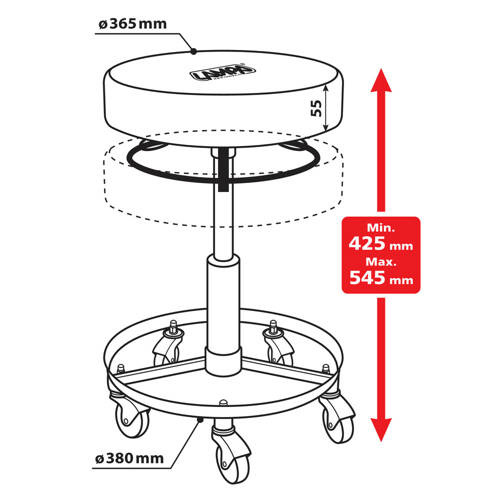 71491 Round workshop stool with tool tray