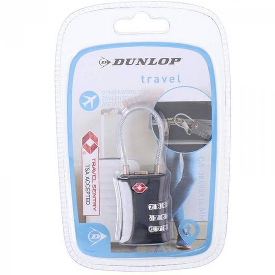 Dunlop - Kłódka na szyfr do walizki, z systemem TSA (Czarny)