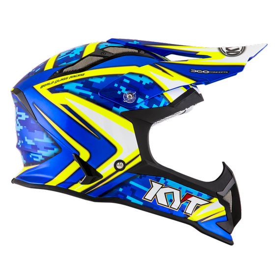 Kask Motocyklowy KYT STRIKE EAGLE REEF niebieski/żółty fluo - XS