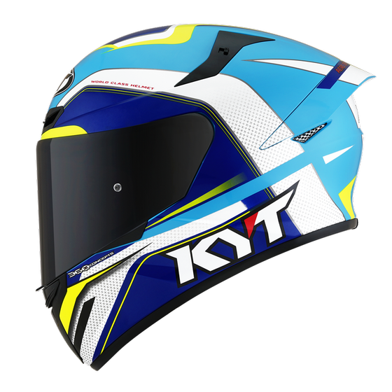 Kask Motocyklowy KYT TT-COURSE GRAND PRIX biały/jasny niebieski - L