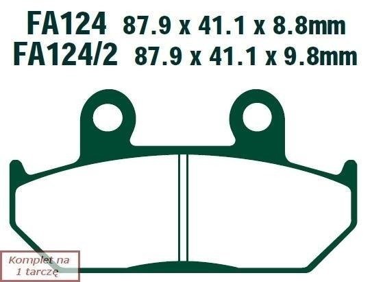 Klocki hamulcowe EBC FA124/2HH wzmacniane (kpl. na 1 tarcze)