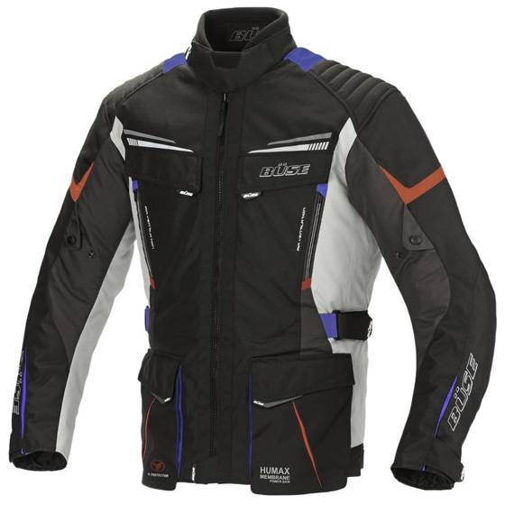 Kurtka motocyklowa BUSE Lago Pro szaro/niebieska/czerwona 2XL